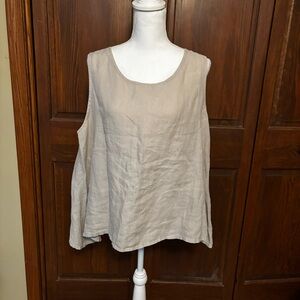 Bryn Walker Flared Linen Tank Shell Tan Large USA